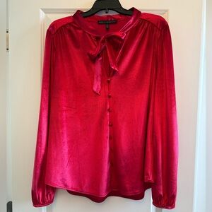 White House Black Market Red Velvet Blouse
